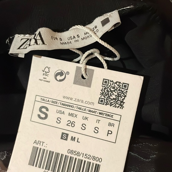 Zara Black Top Organza Puff Sleeve - S - Picture 6 of 6